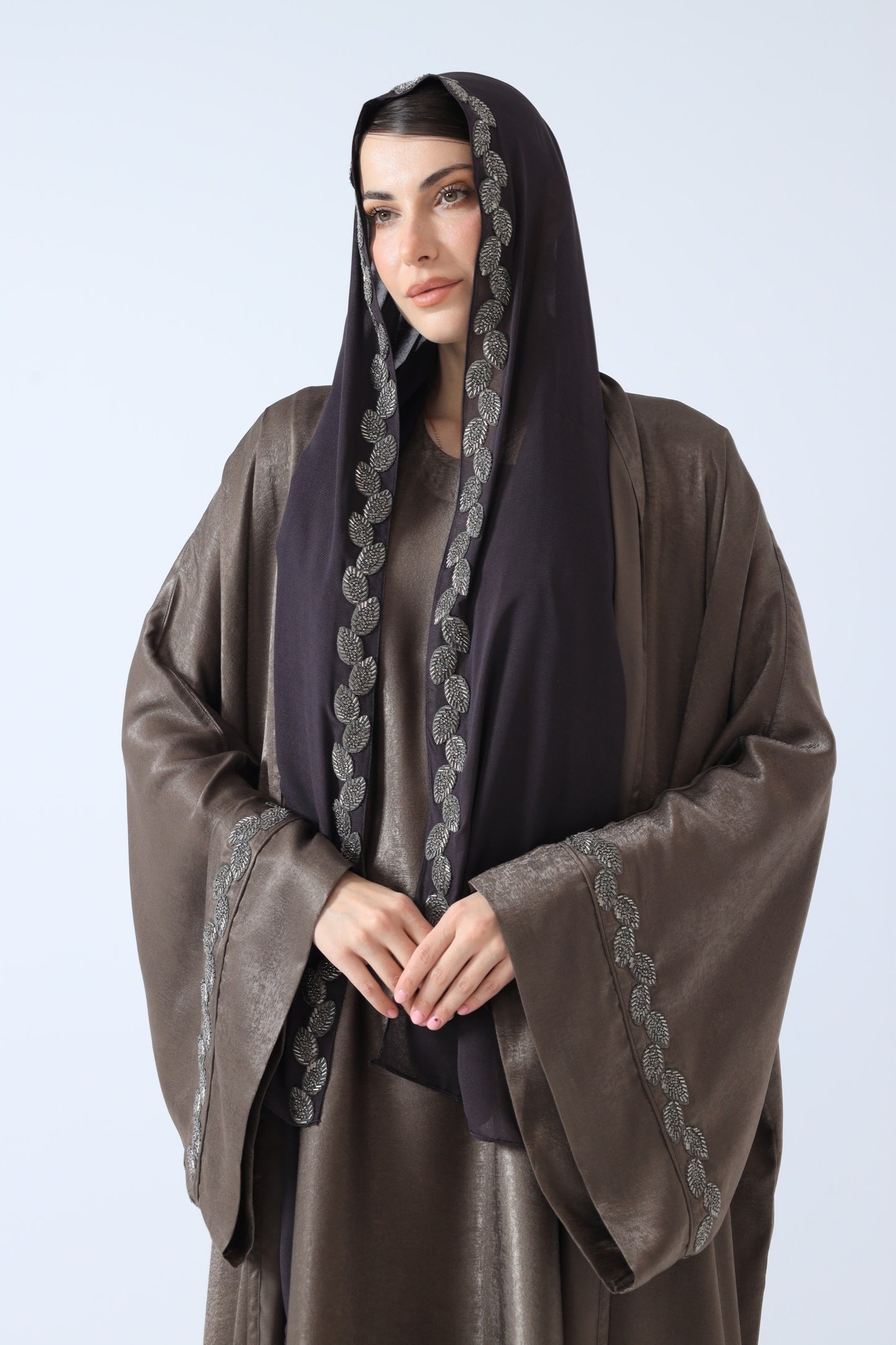 WASHED SILK ABAYA MOCHA