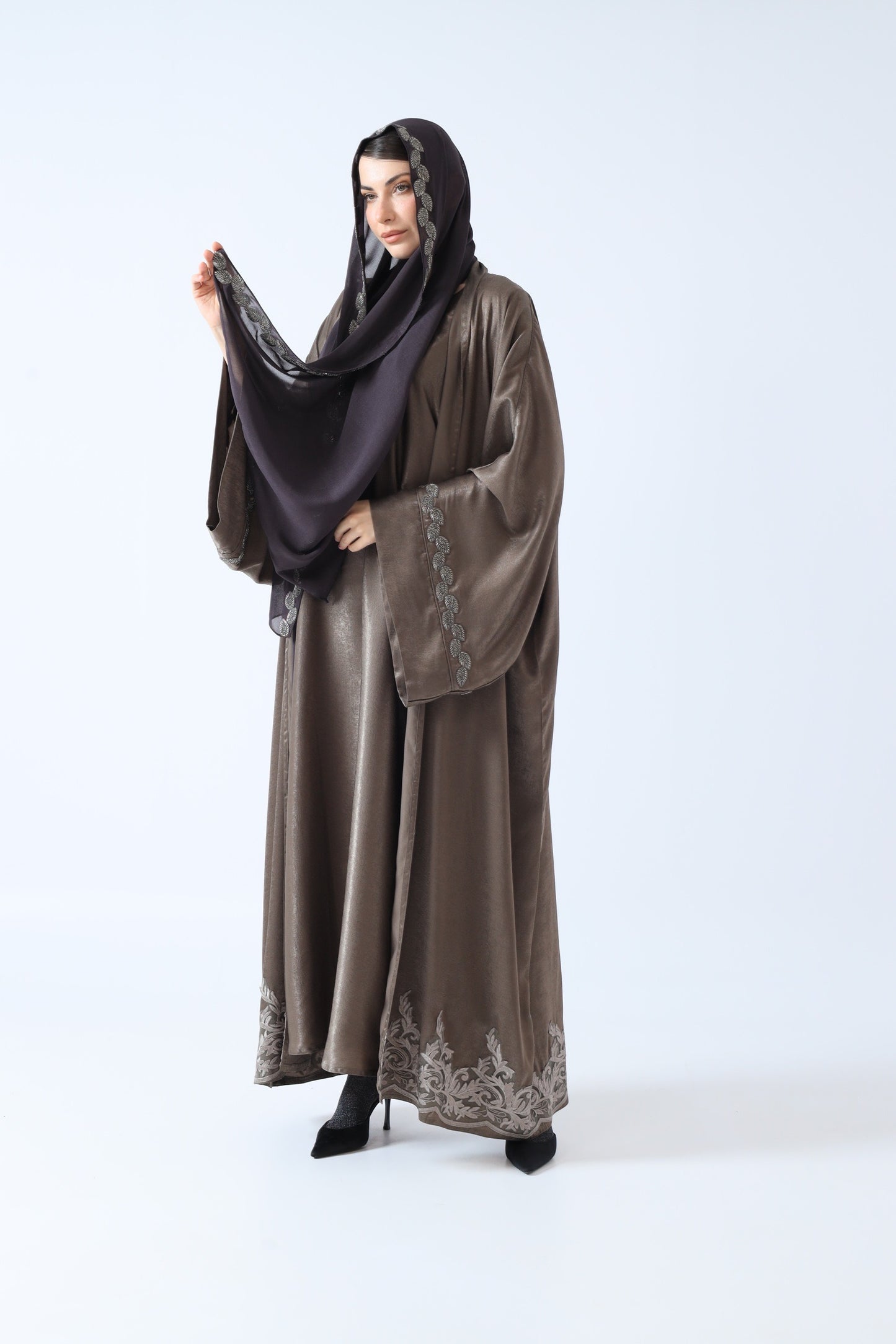 WASHED SILK ABAYA MOCHA