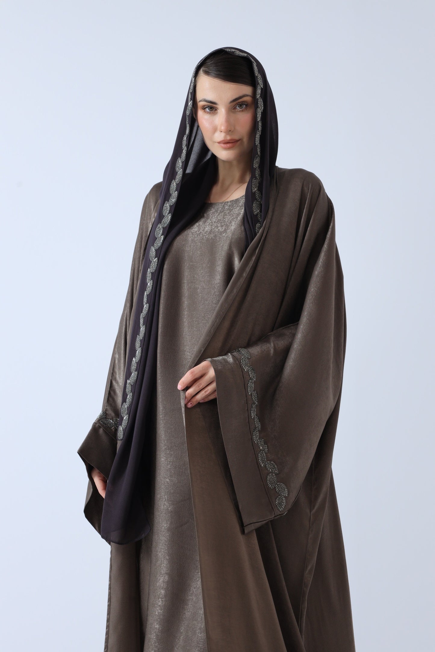 WASHED SILK ABAYA MOCHA