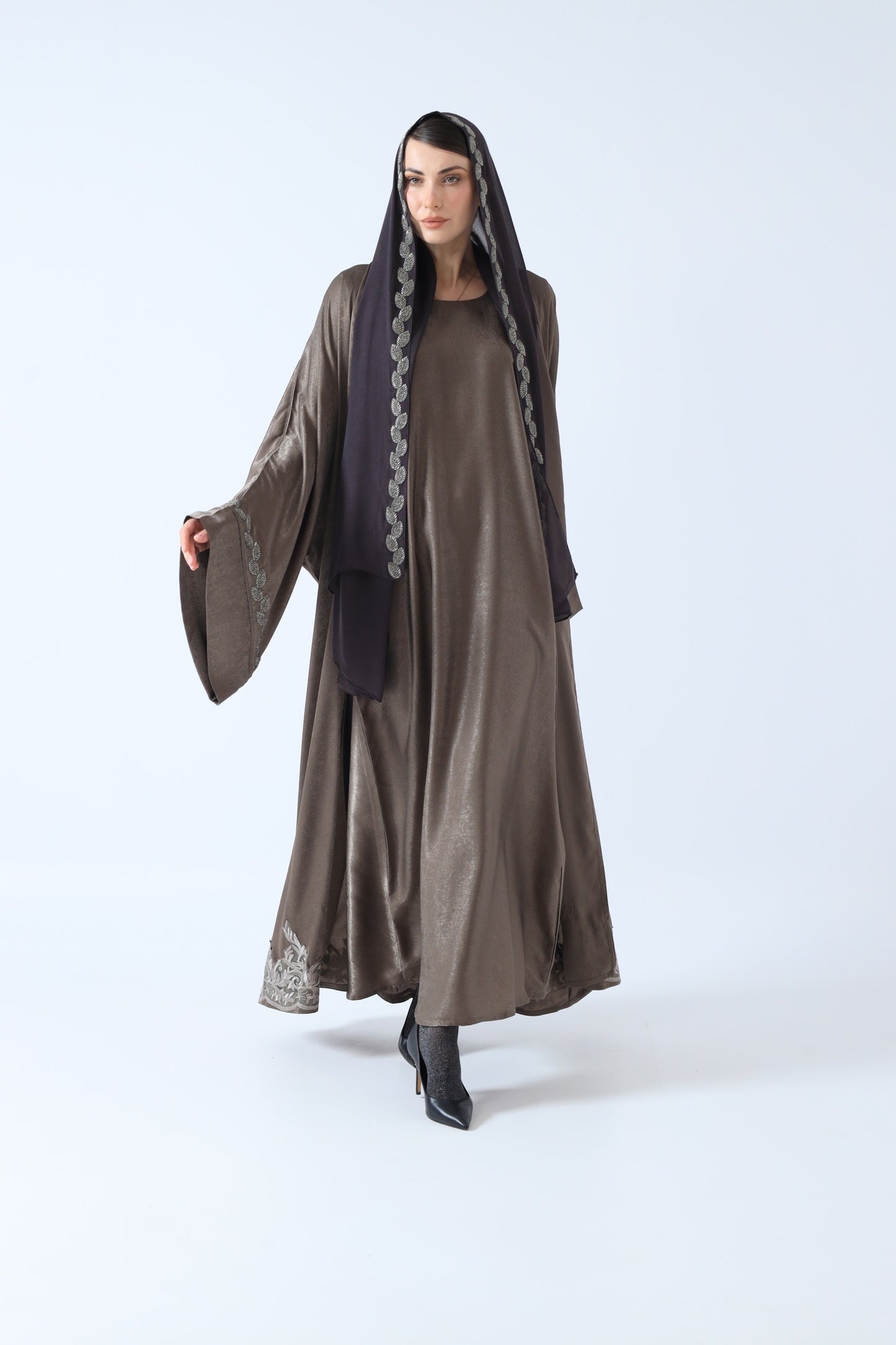 WASHED SILK ABAYA MOCHA