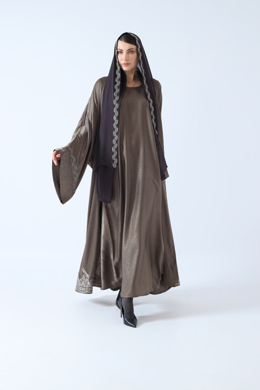 WASHED SILK ABAYA MOCHA
