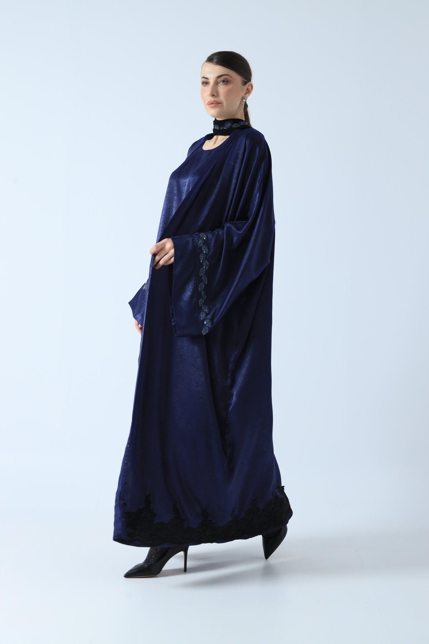 WASHED SILK ABAYA BLUE