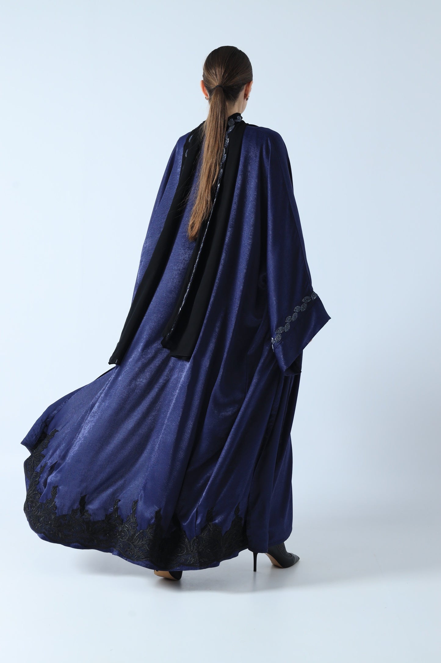 WASHED SILK ABAYA BLUE