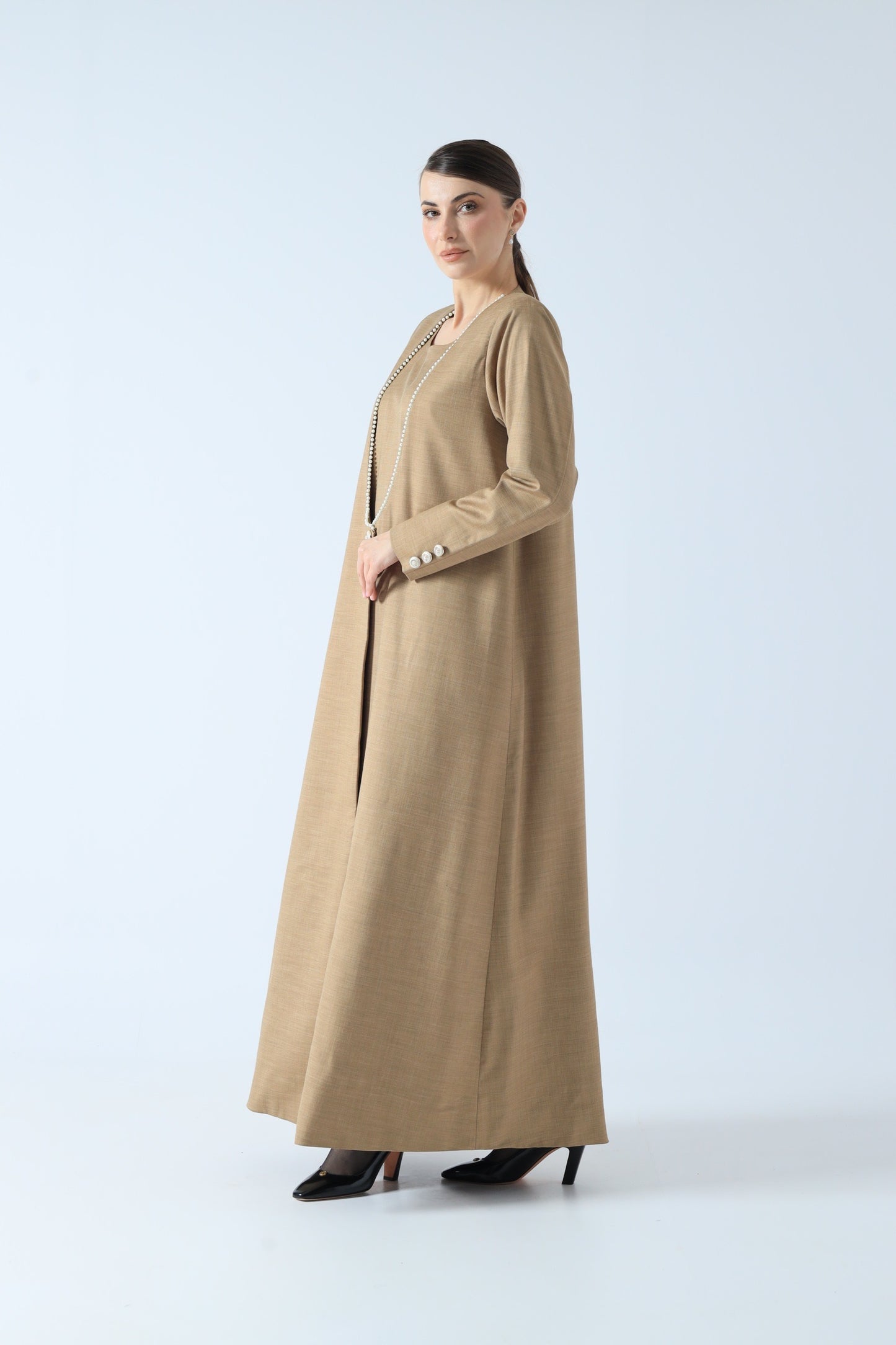 LINEN ABAYA WARM BEIGE
