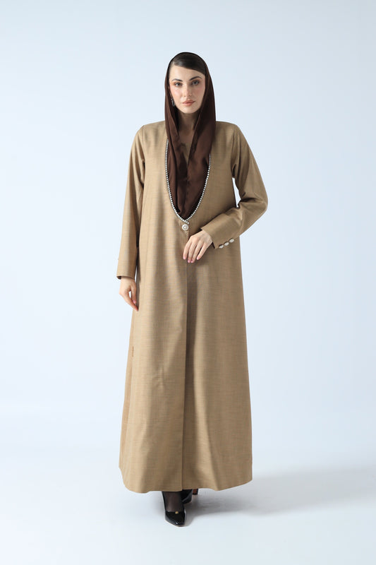 LINEN ABAYA WARM BEIGE