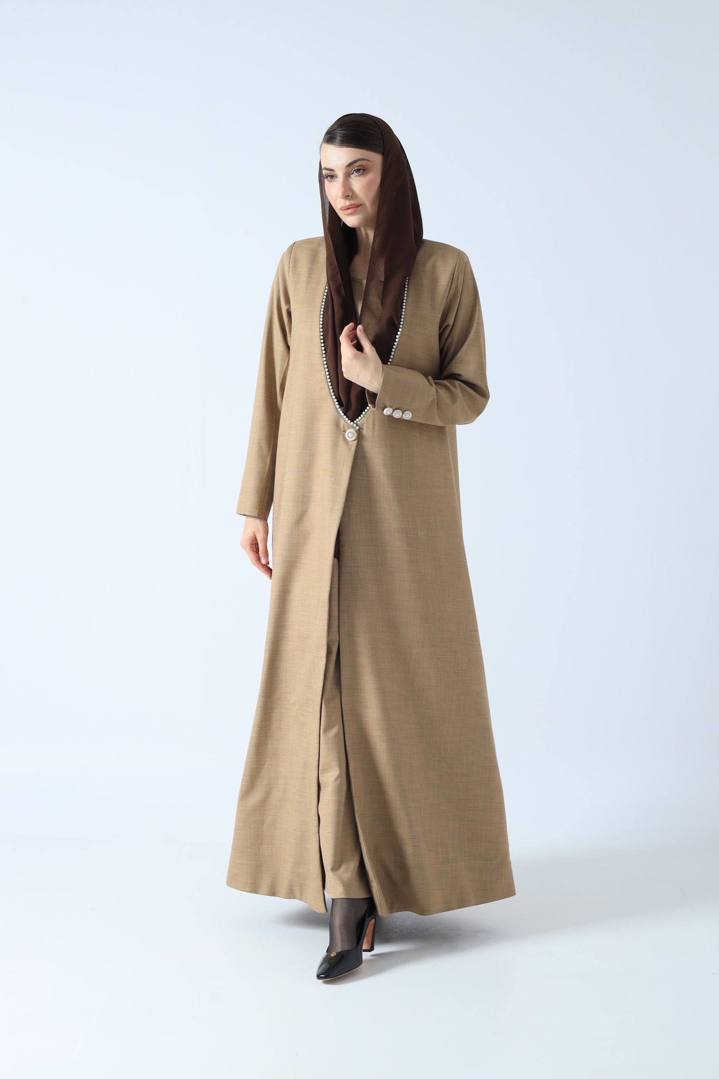 LINEN ABAYA WARM BEIGE